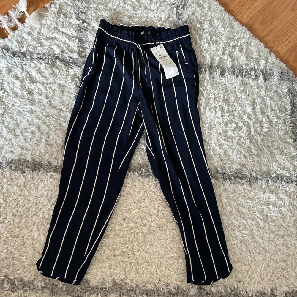 NWT Zara TRF Blue and White Striped Pants Size S - Picture 1 of 2